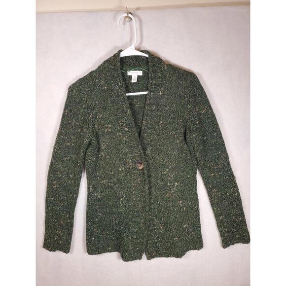 Charter Club One Button Cardigan Size XS Hunter Green Wool Blend, Bohemian - Picture 1 of 9
